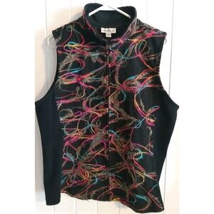 Coldwater Creek Textured Black Multicolor Yarn Vest, Women's Large